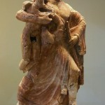 Late archaic terracotta statue of Zeus and Ganymede